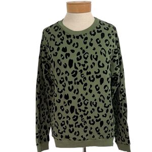 JAK&RAE Med Green Animal, Print Side, Zip Sweatshirt Cozy Atleisure Street Style